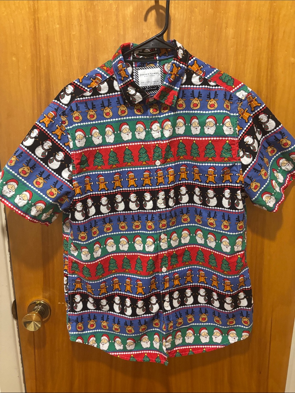 Holiday Print Short Sleeve Shirt - Multicolor